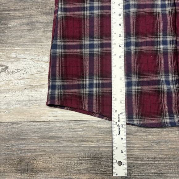 Eddie Bauer Red White Mens TL Relaxed Fit Plaid Tartan Flannel Button Down Shirt - Picture 6 of 10